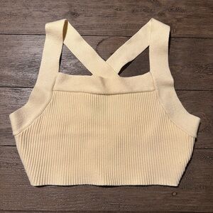 House of Harlow 1960 Cream Ribbed Women's Top